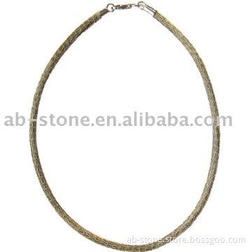 Brass mesh leather Necklace